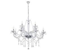 Eglo Lámpara colgante Basilano 1, 12 luces de araña, vintage, shabby chic, lámpara de techo de acero y cristal en cromo, transparente, lámpara de comedor, lámpara colgante con casquillo E14