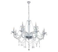 Eglo Lámpara colgante Basilano 1, candelabro vintage de 12 luces, estilo Shabby Chic, lámpara suspendida de acero y vidrio cromado, transparente, para mesa de comedor o salón con casquillo E14