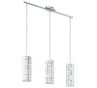 Eglo Lámpara colgante Bayman, 3 luces, elegante, acero y vidrio