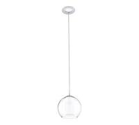 Eglo Lámpara colgante Bolsano, lámpara de techo de 1 luz, colgante de acero y vidrio en cromo, blanco y transparente, lámpara para comedor, lámpara suspendida para salón con casquillo E27