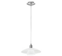 EGLO Lámpara colgante Brenda, 1 luz, de acero en níquel mate y cristal en blanco satinado, casquillo E14, Ø 29 cm