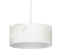 Eglo lámpara colgante Bucamaranga para comedor, luminaria textil redonda para sala y comedor, luz de comedor en tela blanca con decoración en oro, pendiente colgante con casquillo E27