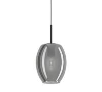 Eglo lámpara colgante Cadaques, luminaria suspendida para comedor, candil de metal en negro y cristal vaporizado en negro-transparente, iluminador colgante, E27, Ø 18 cm