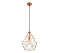 Eglo Lámpara colgante CARLTON, lámpara de suspensión con 1 bombilla, lámpara suspendida retro de acero, color cobre, casquillo E27