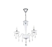 Eglo Lámpara colgante Carpento, candelabro vintage de 3 luces | estilo Shabby Chic, lámpara suspendida de acero y vidrio en cromo y blanco, lámpara para mesa de comedor y salón con E14