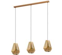 EGLO Lámpara colgante Chiavica 1, lámpara suspendida de 3 luces estilo industrial vintage, lámpara de techo de acero en latón, lámpara para mesa de comedor, lámpara de salón colgante con casquillo E27