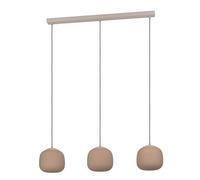 Eglo Lámpara colgante Cominio, luz de techo de 3 luces para comedor, iluminación de salón suspendida con vidrio satinado color arena y metal en tono topo, portalámparas E27, 88,5 cm