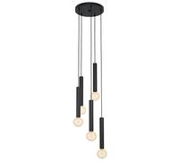 Eglo Lámpara colgante Cortenova, lámpara de techo industrial de 5 luces, lámpara suspendida de acero en negro, lámpara para comedor, lámpara de salón colgante con casquillo E27