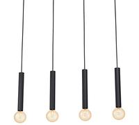 Eglo Lámpara colgante Cortenova, lámpara suspendida industrial de 4 luces, lámpara de techo de acero negro, luz para mesa de comedor, lámpara de salón colgante con casquillo E27