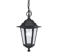 EGLO Lámpara colgante de exterior Laterna 4, lámpara de exterior de 1 foco, luz colgante de aluminio fundido y cristal, color negro, portalámpara E27, IP44