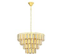 Eglo Lámpara colgante Erseka de 7 luces, elegante lámpara suspendida | de acero en latón y cristal transparente, lámpara de comedor y salón con casquillo E14, Ø 48,5 cm