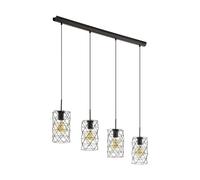 Eglo Lámpara colgante Estevau, lámpara vintage de 4 luces, lámpara suspendida de metal en marrón oscuro, lámpara para comedor y salón con portalámparas E27, longitud 97,5 cm