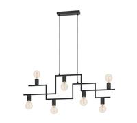 Eglo Lámpara colgante Fembard, lámpara suspendida vintage de 7 luces, estilo industrial y retro, lámpara de techo de acero negro, lámpara para comedor y salón con casquillo E27