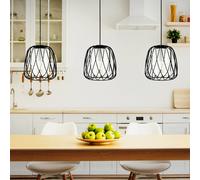 EGLO Lámpara colgante Floresta, negra, longitud 89 cm, acero/vidrio, 3 luces