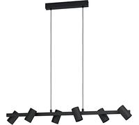 Eglo lámpara colgante Gatuela 1, luminaria de suspensión para mesa de comedor con 6 puntos, candil de metal en negro, bombilla pendiente para comedor, bulbo para sala con base E14