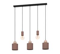 Eglo lámpara colgante Gazzola para comedor, barra de 5 luces para sala y comedor, luminaria de metal en moca y arena, luz con casquillo E27
