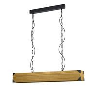 Eglo Lámpara colgante Harborough, lámpara de techo industrial vintage retro | de 4 luces, colgante de acero y madera en negro y marrón, lámpara para comedor y salón con casquillo E27