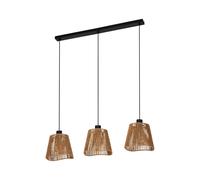 EGLO Lámpara colgante Lavister, negro/natural, 3 luces, papel