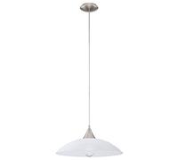 Eglo Lámpara colgante Lazolo, 1 luz, clásica, metal níquel mate | vidrio satinado blanco, para comedor o salón, casquillo E27