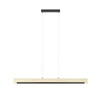 Eglo lámpara colgante led Camacho, 1 foco regulable de acero, madera y plástico, lámpara de mesa de comedor en negro, natural, blanco, lámpara de salón colgante, certificado FSC