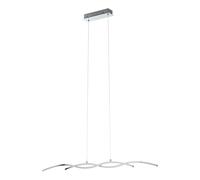 Eglo Lámpara colgante LED Lasana 2, lámpara colgante de 2 luces, lámpara suspendida de aluminio, acero y plástico, color: cromo, blanco, largo: 87 cm