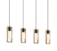Eglo lámpara colgante Littleton, 4 focos vintage en diseño industrial, estilo retro de acero y madera, color negro, marrón, bombilla E27