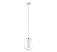 Eglo Lámpara colgante Loncino 1, lámpara vintage colgante de una luz | lámpara suspendida de acero, color: cromo, vidrio: esmerilado, transparente, casquillo: E27, longitud: 15 cm