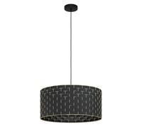 Eglo Lámpara colgante Marasales, lámpara colgante de 1 llama, lámpara colgante de textil en negro y metal en latón, lámpara de mesa de comedor, lámpara de salón colgante E27, diámetro 55 cm