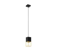 Eglo Lámpara colgante Montebaldo, lámpara suspendida vintage de 1 luz, estilo industrial, lámpara de techo de acero en negro y dorado, lámpara para comedor y salón con portalámparas GU10