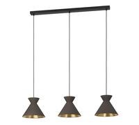 Eglo lámpara colgante Nastasia para comedor, candil de 3 luces para sala | y comedor, luminaria de metal en cappucchino y latón, luz con casquillo E27