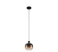 Eglo Lámpara colgante Oilella, 1 luz, vidrio ahumado, metal negro-marrón