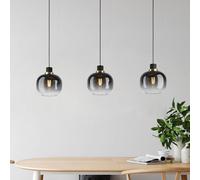 EGLO Lámpara colgante Oilella, negro-gris, longitud 95 cm, cristal, 3 luces.