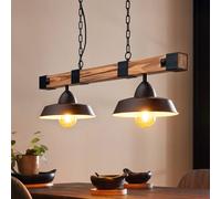 EGLO Lámpara colgante Oldbury, negro/madera oscura, longitud 86 cm, 2 luces.
