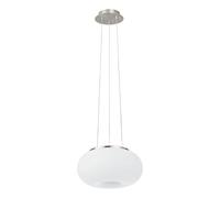 Eglo Lámpara colgante Optica, lámpara de techo con 2 luces, estructura | de acero, color níquel mate, vidrio opal mate blanco, casquillo E27, diámetro 28 cm