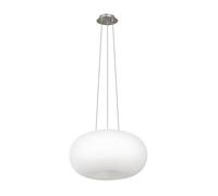 Eglo Lámpara colgante Optica, lámpara de techo de 2 luces | lámpara suspendida de metal en plata y vidrio opal mate blanco, casquillo E27, Ø 44,5 cm