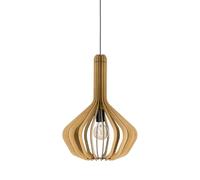 Eglo lámpara colgante para comedor Velasco, luminaria para sala y comedor, iluminador de madera de arce y metal en negro, luz con casquillo E27