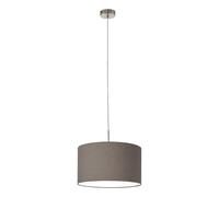 Eglo Lámpara colgante Pasteri, 1 luz, pantalla textil, estructura de acero y tela, color níquel mate y marrón antracita, casquillo E27, diámetro 38 cm