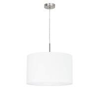 Eglo Lámpara colgante Pasteri, lámpara de techo textil de 1 foco, lámpara colgante de acero y tela, color níquel mate, blanco, portalámparas E27, diámetro 38 cm