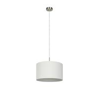 Eglo Lámpara colgante Pasteri, lámpara de techo textil de 1 foco, lámpara colgante de acero y tela, color níquel mate, blanco, portalámparas E27, diámetro 38 cm