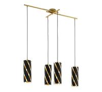EGLO lámpara colgante Pinto Nero 1, lámpara de techo con 4 luces | material: acero, color: dorado, vidrio: negro, dorado, casquillo: E27