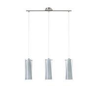 EGLO Lámpara colgante Pinto Nero, lámpara de techo de 3 luces | material: acero, color: níquel mate, vidrio: vidrio ahumado, opal mate, blanco, casquillo: E27