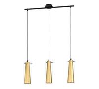 Eglo Lámpara colgante Pinto Oro, lámpara de techo de 3 luces, lámpara para comedor de metal negro y vidrio transparente y dorado, casquillo E27