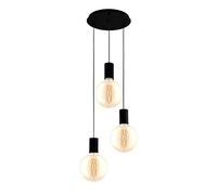 Eglo Lámpara colgante Pozueta, lámpara vintage de 3 luces estilo industrial, lámpara suspendida de acero negro, iluminación para comedor y salón con casquillo E27, Ø 34 cm