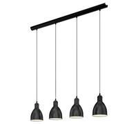 EGLO Lámpara colgante Priddy para comedor, luz suspendida | Lámpara de techo colgante, acero negro y blanco, portalámparas E27