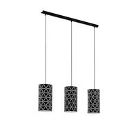 Eglo Lámpara colgante Ramon, lámpara de techo de 3 luces, lámpara suspendida de acero en negro y blanco, lámpara para mesa de comedor, lámpara de salón con casquillo E27