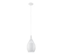 Eglo Lámpara colgante Razoni, lámpara de techo de 1 foco, MateriaL acero, CristaL satinado, color blanco, portalámparas E27