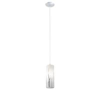 Eglo Lámpara colgante Rivato, 1 luz, elegante, acero y vidrio con decoración cromada, blanca, para comedor o salón, casquillo E27