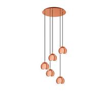 Eglo lámpara colgante Rocamar 1, lámpara colgante de 5 llamas, lámpara colgante de acero y cristal en cobre, transparente, lámpara de mesa de comedor, lámpara de salón colgante con casquillo E27