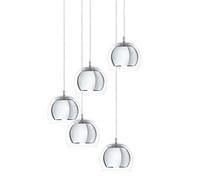 Eglo Lámpara colgante Rocamar 1, lámpara de techo moderna de 5 luces | colgante de acero y vidrio en cromo y transparente, lámpara para mesa de comedor y salón con casquillo E27