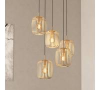 Eglo Romazzina Lámpara colgante Cluster con 5 luces, ideal para colocar encima de la mesa del comedor, de metal en color arena, con casquillo E27